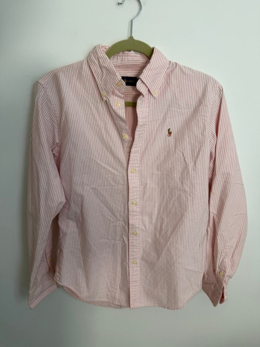 Ralph Lauren Pink and white Women's Oxford button down size small
